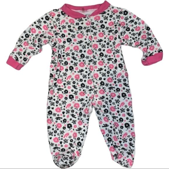 Cutie Pie snap up footies floral and birds - Picture 1 of 3